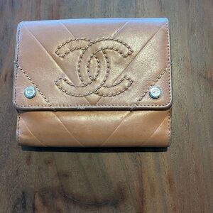 CHANEL tan Leather Wallet